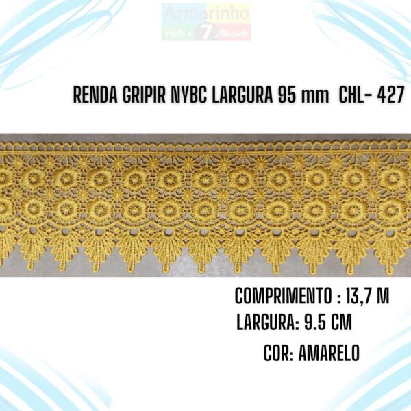RENDA GRIPIR NYBC LARGURA 95 mm CHL427- AMARELO